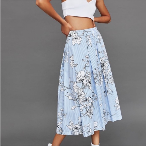 NWOT Zara Striped & Floral Skirt - Picture 2 of 10